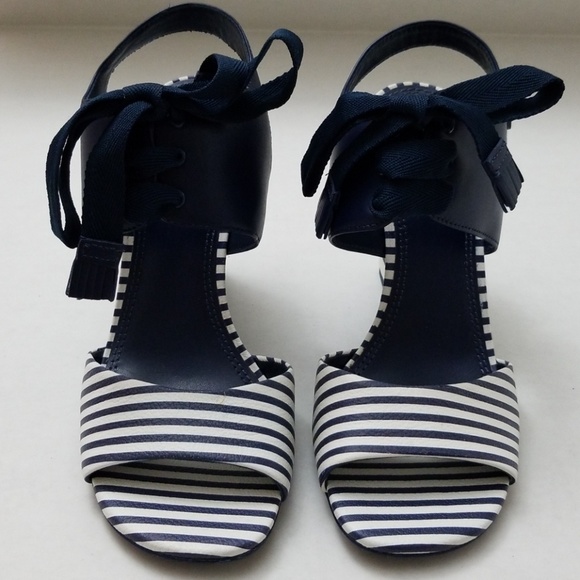 Tory Burch Nautical Strips Wedge Sandal - Picture 2 of 8